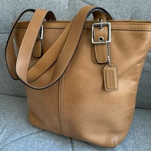 Coach taupe medium tote bag
